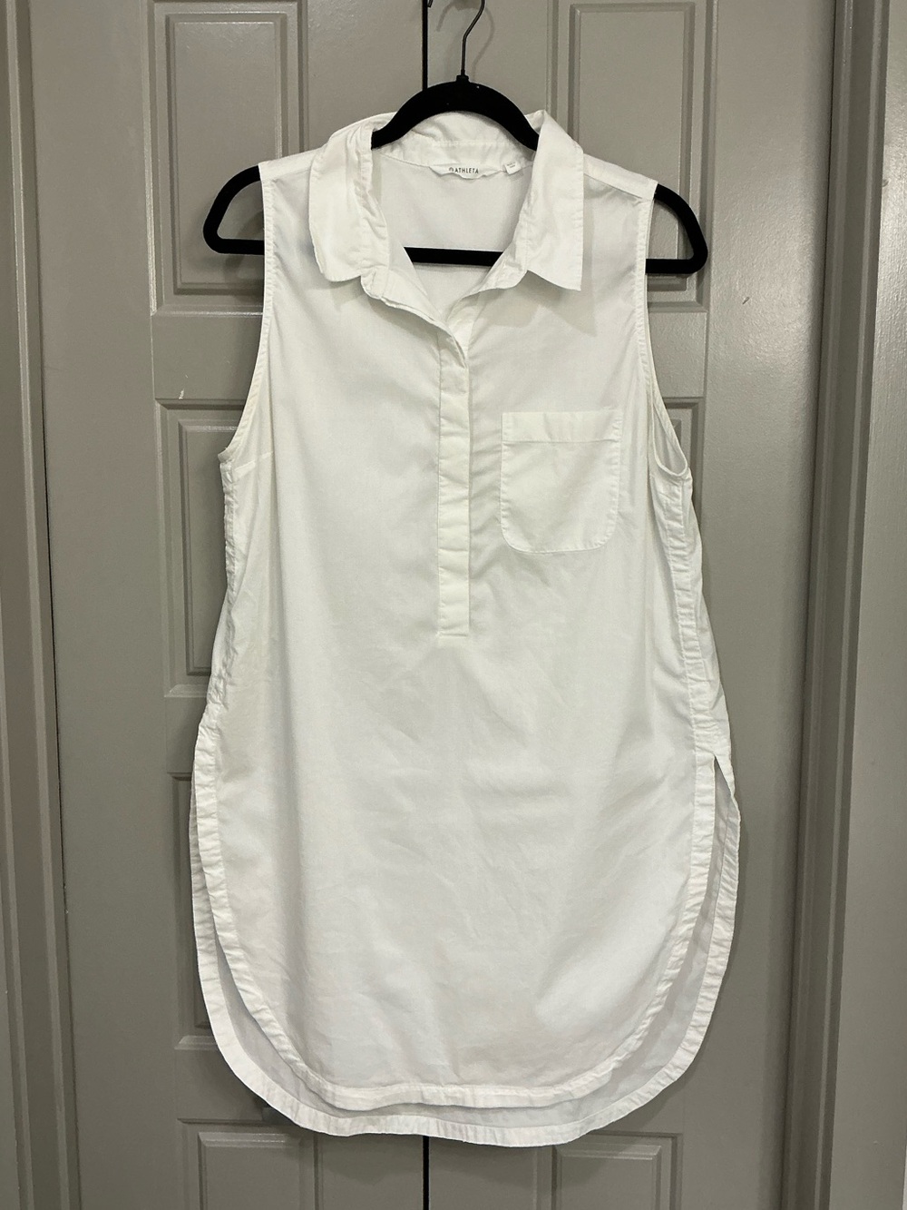 Athleta Ivory Casual Dress Size Large Cream Sleeveless Cotton Blend Like New